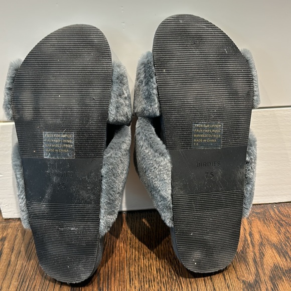 Birdies The Robin faux fur slides in pewter - Picture 2 of 5